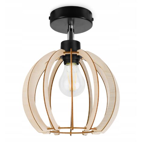MODERNE LED-DECKENLEUCHTE MIT HOLZKUGELN