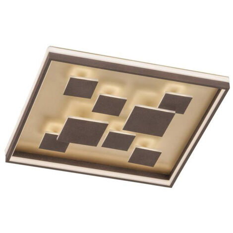 Moderne LED Deckenleuchte RICO hell & dimmbar über Schalter, Braun Quadrat 53cm