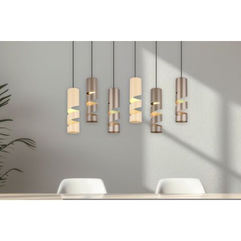Moderne LED Pendelleuchte 6-flammig aus Metall in Coffee Tönen, B:100cm
