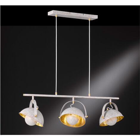 Moderne LED Pendelleuchte Retrolook in Betonoptik & Gold schwenkbar, B: 95cm