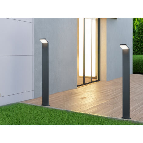 Moderne LED Pfostenleuchte 2er SET aus ALU in anthrazit, IP54, Höhe 100 cm