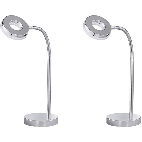 Moderne LED Schreibtischleuchten 2er SET flexibel & biegsam 1 flammig in Chrom