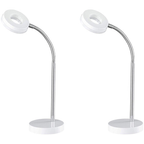 Moderne LED Schreibtischleuchten 2er SET flexibel & biegsam 1 flammig in Weiß