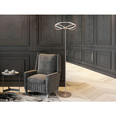 Moderne LED Stehlampe CHARIVARI Messing matt, Höhe 175cm