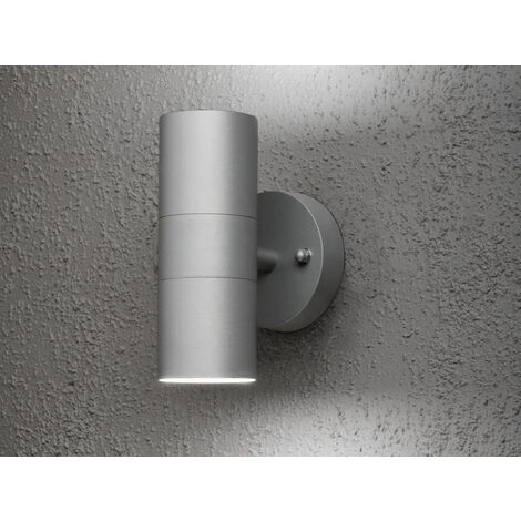 Moderne LED Up-Down Außenwandleuchte Höhe 17cm, Aluminium Grau