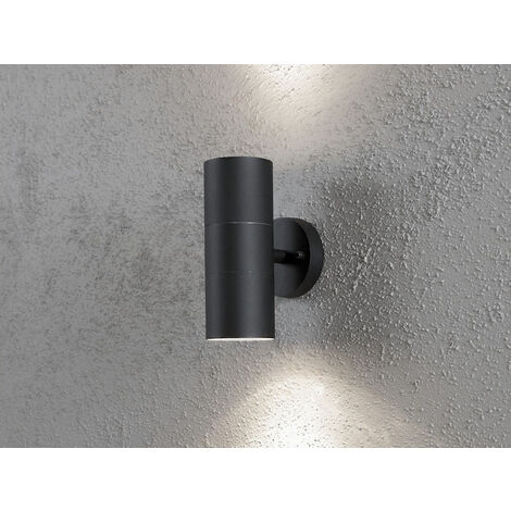 Moderne LED Up-Down Außenwandleuchte, Höhe 19,5cm, Aluminium Schwarz