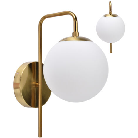 Moderne LED-Wandleuchte im nordischen Stil, runde Wandleuchte mit matt strukturierter Glaskugel, ideal fürs Schlafzimmer, 110–240 V