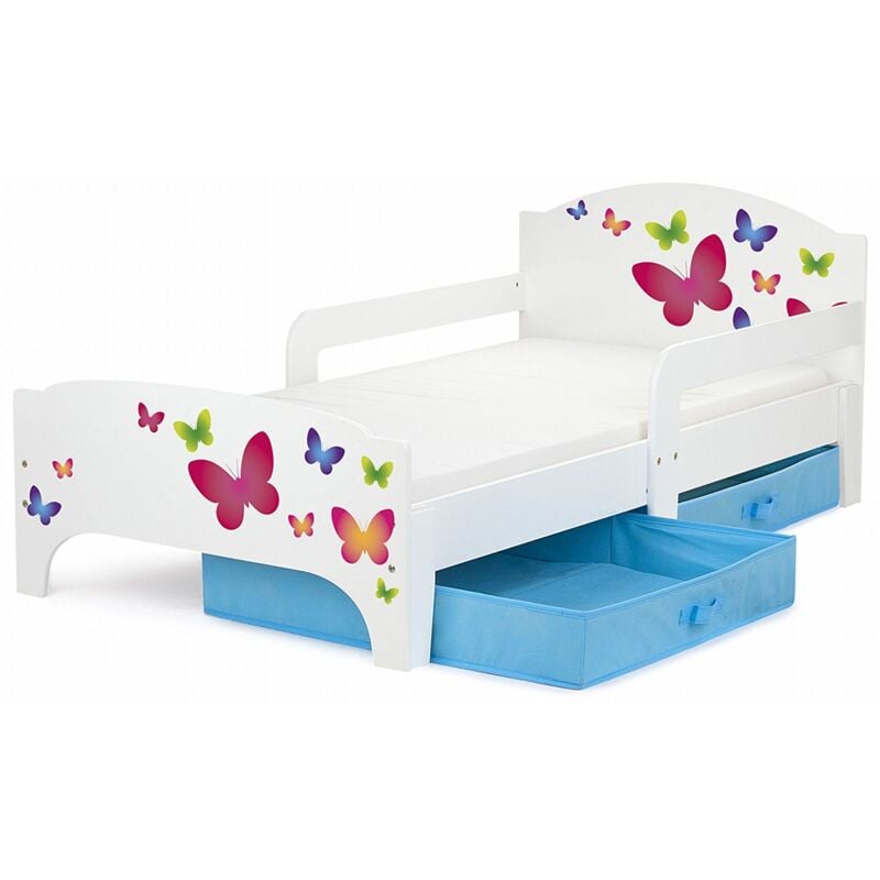 moderne lit d'enfant smart en bois avec un matelas papillons