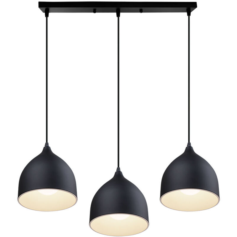 Moderne Lustre Suspension 3 Lumières Lustre Vintage Plafonnier E27 pour Chambre Salon Bar Noir