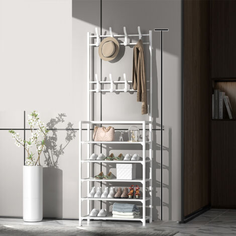 Moderne Metallgarderobe mit Innenablagen, Hängeregal, Weiß, 60 cm, 5 EbenenModerne Metallgarderobe mit Innenablagen, Hängeregal, Weiß, 60 cm, 5 Ebenen
