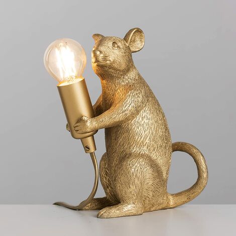 XZANTE RéSine Moderne Lampe de Table Souris LED Rat Lampe de Table le Cadeau des Enfants DéCor de la Chambre Veilleuses à LED Prise EuropéEnne Rat Debout 