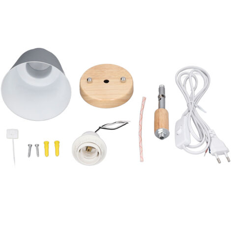 Moderne, minimalistische Wandleuchte aus Holz, graue dekorative Leuchte mit Stecker und Schalter für Bar/Wohnzimmer, 100–240 V EU-Stecker