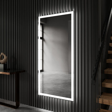 Moderne Miroir avec LED Illumination Salle de Bain  100x120 cm  sur Mesure  LED Lumineux Miroir avec Éclairage intégré  Blanc Froid 7000K  PIO001