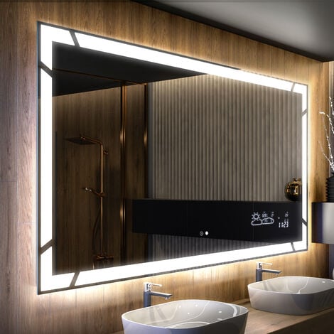 Miroir de salle de bain avec tablette et éclairage LED 120 cm x 80 cm ETAL  - Creazur Pro