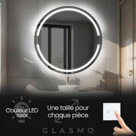 Moderne Miroir avec LED Illumination Salle de Bain 60 cm Eden - Rond sur Mesure LED Lumineux Miroir avec Éclairage intégré - Blanc Froid 7000 K