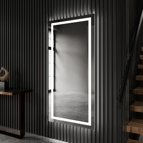 Moderne Miroir avec LED Illumination Salle de Bain  80x110 cm  sur Mesure  LED Lumineux Miroir avec Éclairage intégré  Blanc Froid 7000K  PIO015