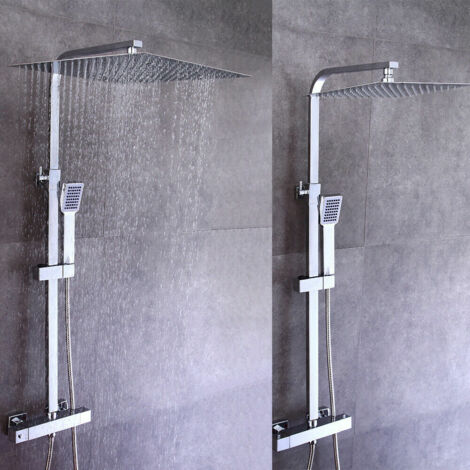 Moderne Mitigeur douche Pomme de douche carrée kit robinet mitigeur thermostatique de douche 40cm