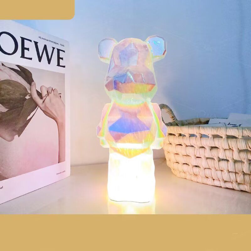 Image of Tonchean - Moderne nachttisch lampe transparent nacht lampe metall bär kristall tisch lampe