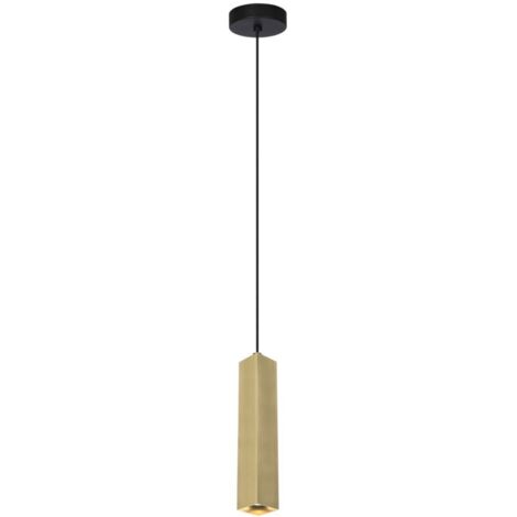 Moderne Pendelleuchte für Wohnzimmer, Küche, über der Kücheninsel, Messing und schwarzes Vierkantrohr, 1xGU10 10W ander Italux