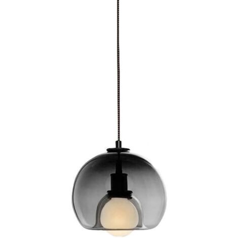 Moderne Pendelleuchte Glas, E27, Küche/Esszimmer, Schwarz + Grau (ohne Lampe)