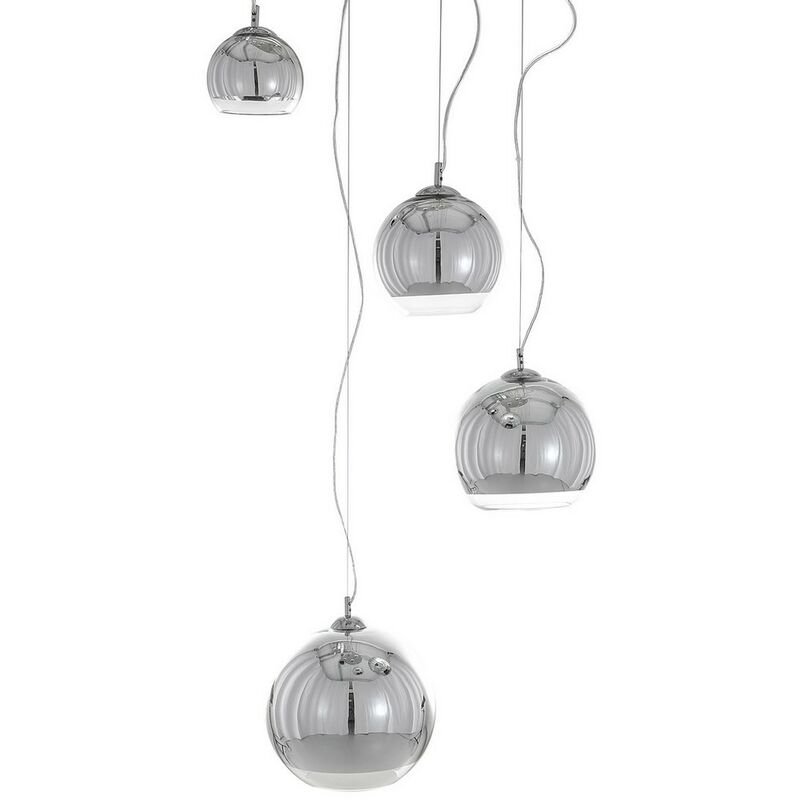 Italux Lighting - Italux Laurent - Moderne hängende Pendelleuchte Chrom 4 Licht mit Glasschirm, E27
