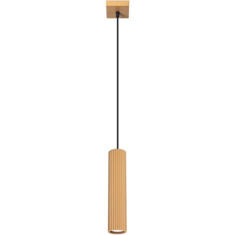 Moderne Pendelleuchte mit goldfarbener geriffelter Röhre für Schlafzimmer, Küche, Insel, 1xGU10 10W KARBON Sollux Lighting