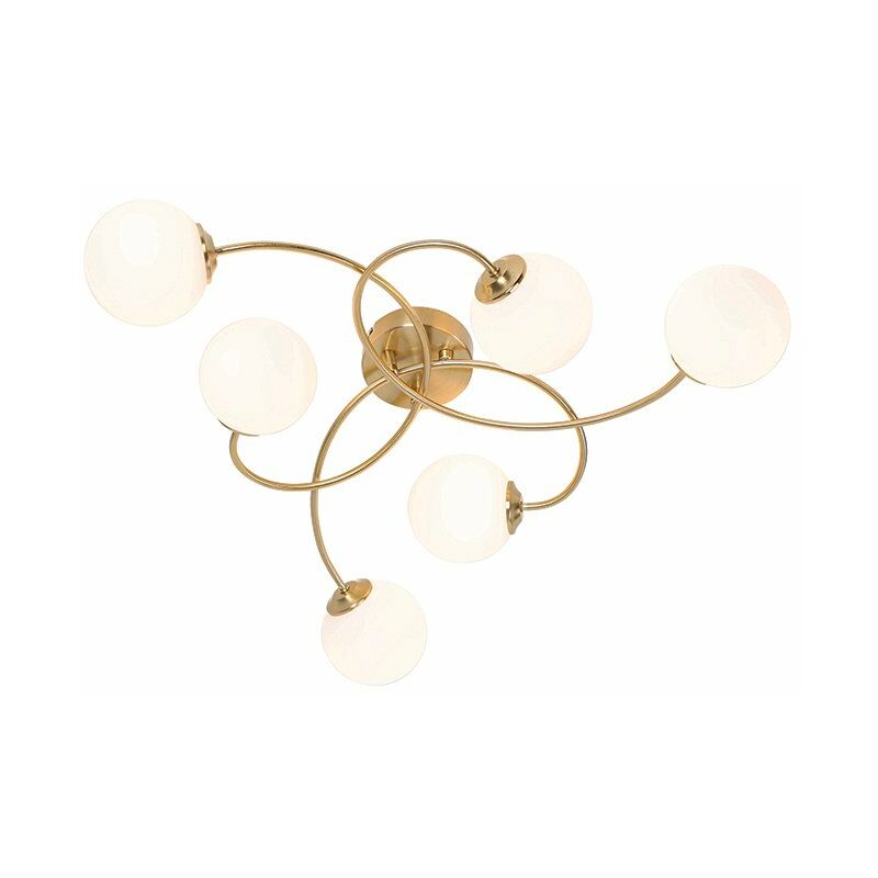 Modern ceiling lamp gold with opal glass 6 lights - Athens - Gold