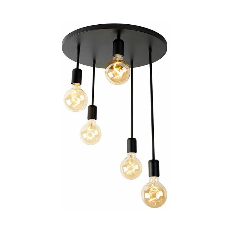 Moderne plafondlamp zwart 5-lichts - Facil - Black