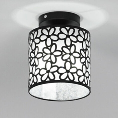 Moderne Plafonnier Vintage E27 Lampes de Plafond Industriel Lustre Abat-Jour en Métal Luminaire Eclairage pour Couloir Escalier Chambre Cuisine - Noir