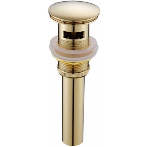 Moderne Pop-up Rétro Bouchon Bonde de Lavabo Vidange Clic-clac avec Trop-Plein en Laiton Doré Universel Valve Draineur d’Evier Vasque Siphon avec Trou de Débordement Poli- avec Trop-Plein