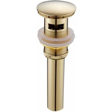 Moderne Pop-up Rétro Bouchon Bonde de Lavabo Vidange Clic-clac avec Trop-Plein en Laiton Doré Universel Valve Draineur d’Evier Vasque Siphon avec Trou de Débordement Poli- avec Trop-Plein