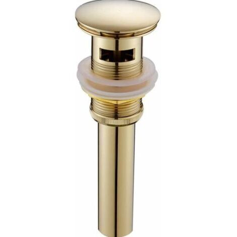Moderne Pop-up Rétro Bouchon Bonde de Lavabo Vidange Clic-clac avec Trop-Plein en Laiton Doré Universel Valve Draineur d’Evier Vasque Siphon avec Trou de Débordement Poli- avec Trop-Plein