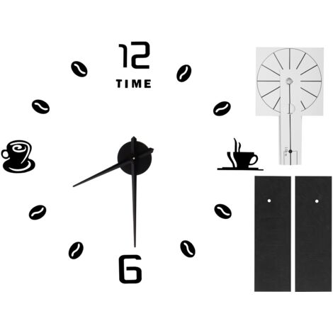 Moderne rahmenlose Wanduhr, großer Spiegelaufkleber für Büro- und Wohnzimmerdekoration
