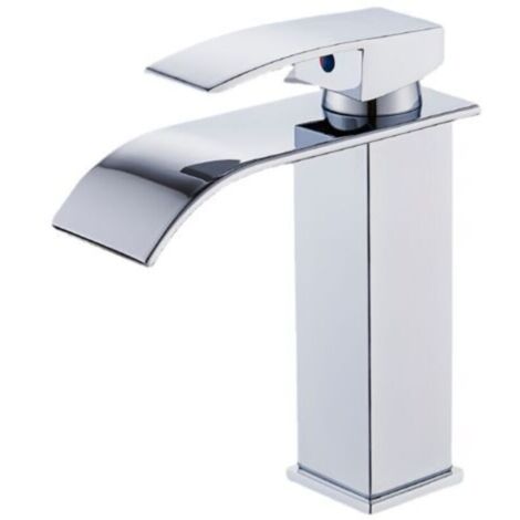 Moderne Robinet Salle de Bain Cascade, Design Elégant Robinet Lavabo Cascade, Mitigeur Salle de Bain en Laiton, Eau Chaude et Froide Disponible, Robinetterie Cascade Chromé G 3/8