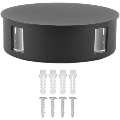 Moderne runde LED-Wandleuchte, 4-seitig, 12 W Lichtleistung, hohe Helligkeit, sanftes Licht, wasserdicht, 85–265 V, schwarzes Aluminium