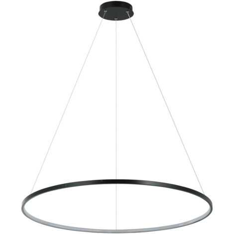 Moderne schwarze Ring Pendelleuchte, groß Ø80cm, LED 48W, variable Farbe, für Wohnzimmer, Esszimmer, RING Light Prestige