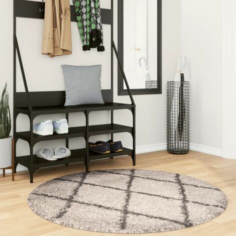 Moderne shaggy Teppich in Beige und Anthrazit Ø 120 cm
