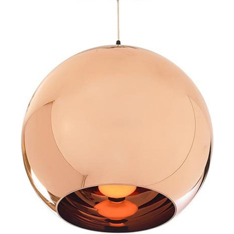 Moderne Simple led Pendentif Éclairage Creative Barre de Verre Lampe Réglable Miroir Nordic Boule Ombre Plafond Lustre Cuivre 25cm (sans ampoule)
