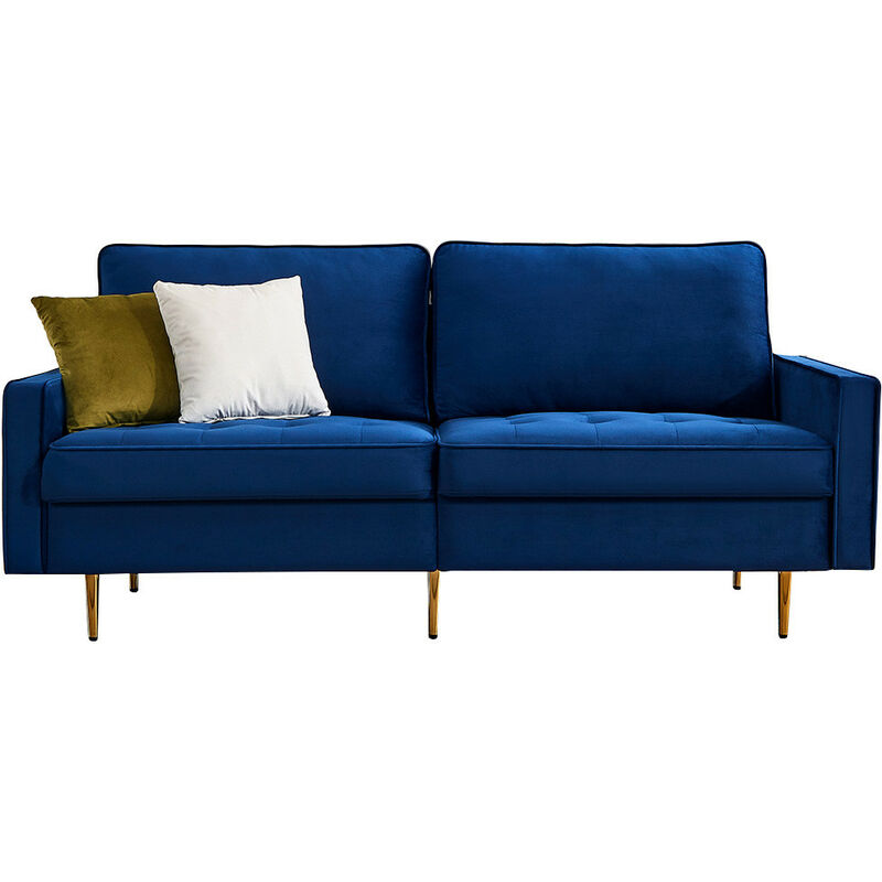 Moderne Sofa 2 Sitzer, 180cm Samt Schlafsofa Möbel für Wohnzimmer (Blau)