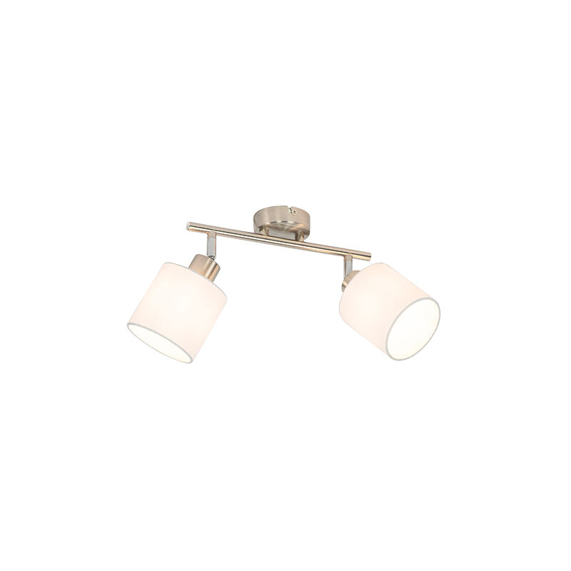 Qazqa - Ceiling spotlight steel with white shade 2-light adjustable - Hetta