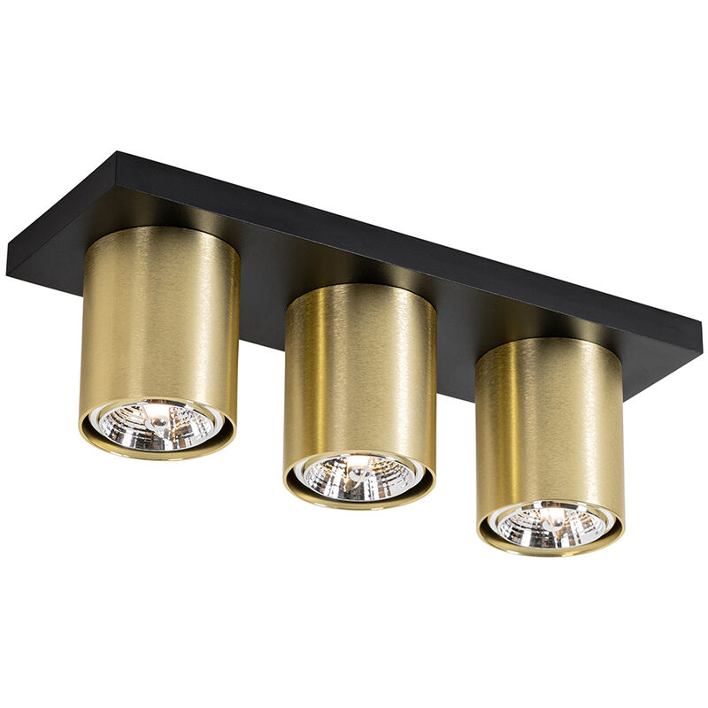 Qazqa Moderner Deckenstrahler Schwarz Mit Gold 3-flammig – Tubo