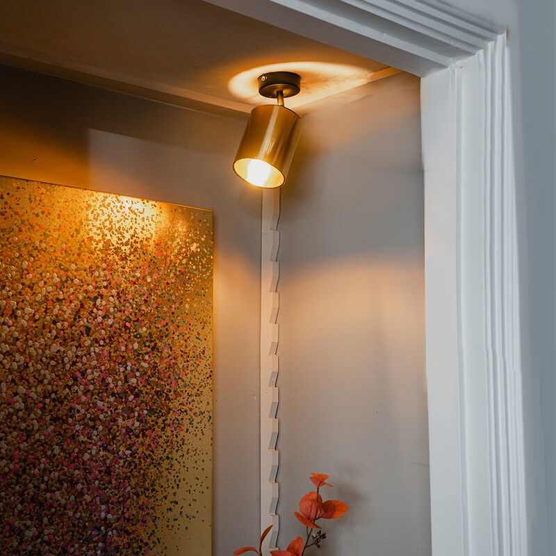 Qazqa Modern Ceiling Spotlight Black With Gold - Lofty