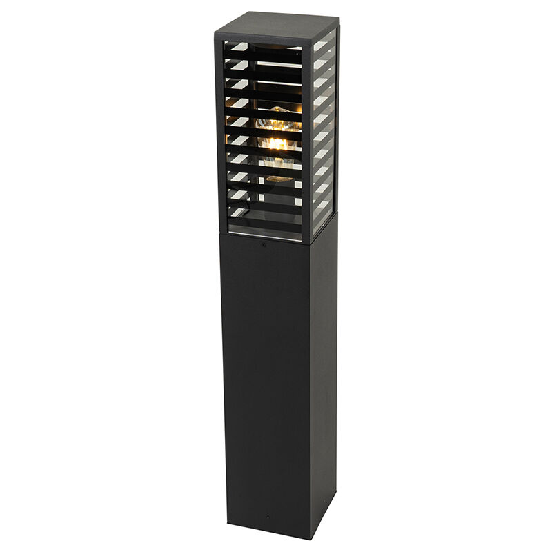 Qazqa - Moderne Stehende Außenleuchte Schwarz Mit Rauch 80 Cm Ip44 - Reims