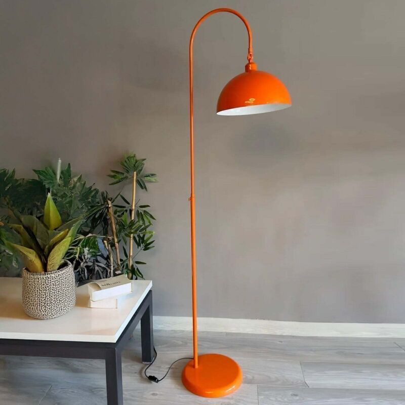 Bamyum Moderne Stehlampe Aus Orange Metall Mit Beweglichem Kopfteil, E27-sockel, Moderne Stehlampe Für Wohnzimmer Oder Schlafzimmer
