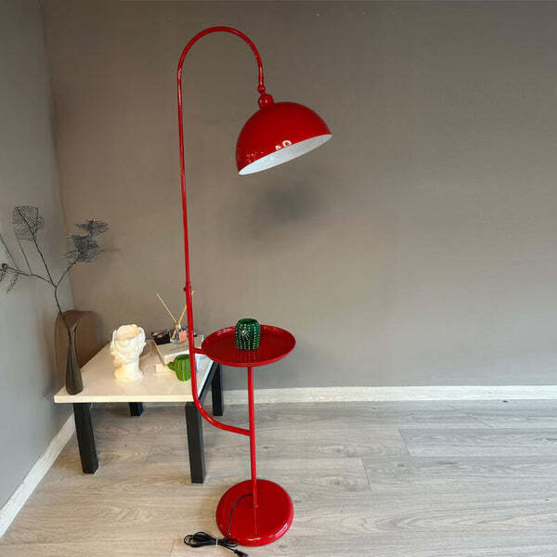 Bamyum Moderne Stehlampe Aus Rot Metall Mit Tablett Und Beweglichem Kopf, E27-sockel, Moderne Stehlampe Für Wohnzimmer Oder Schlafzimmer