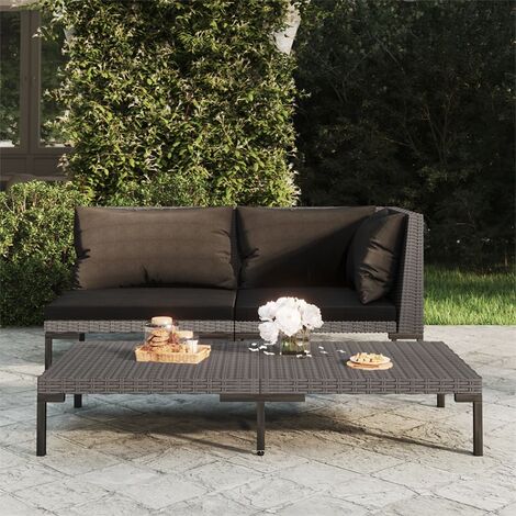 Moderne-Stil Canapé de jardin avec coussins Résine tressée demi-ronde Pour salon/jardin,Montage facile,11,3 Kg