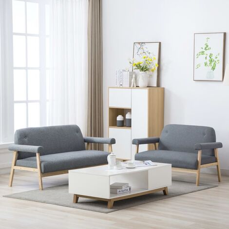 Moderne-Stil Ensemble de canapé pour 5 personnes 2 pcs Tissu Gris clair Pour salon/jardin,Montage facile,43,7 Kg