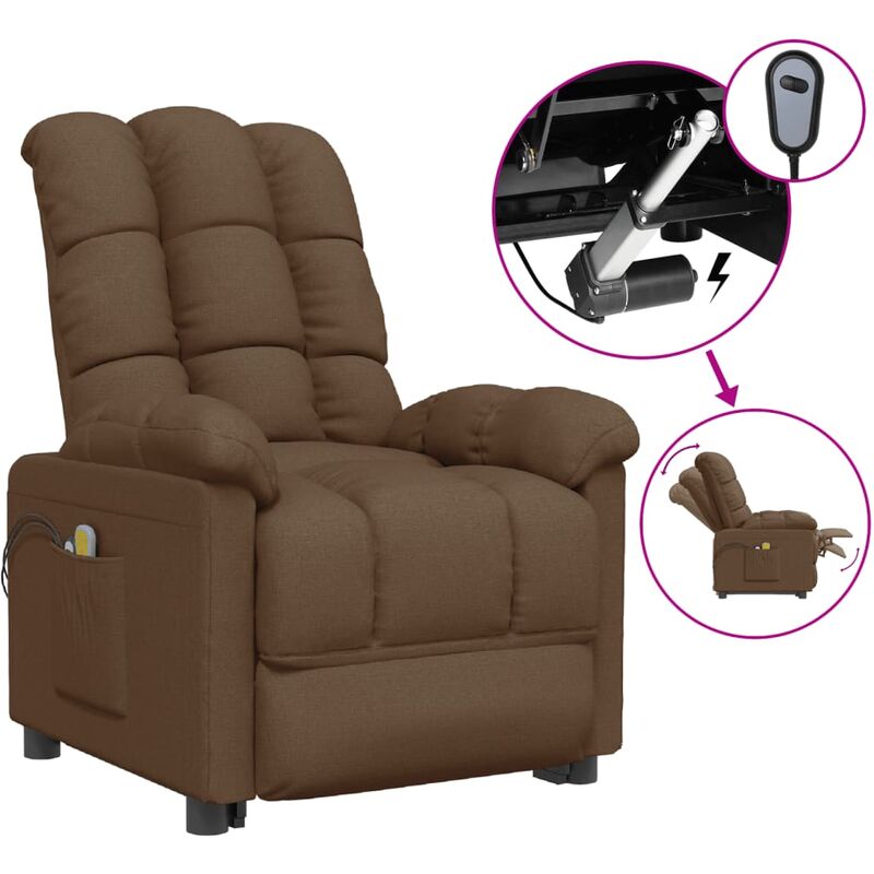 Kalisse - Moderne-Stil Fauteuil de massage inclinable électrique Marron Tissu,Montage facile,26,75 Kg