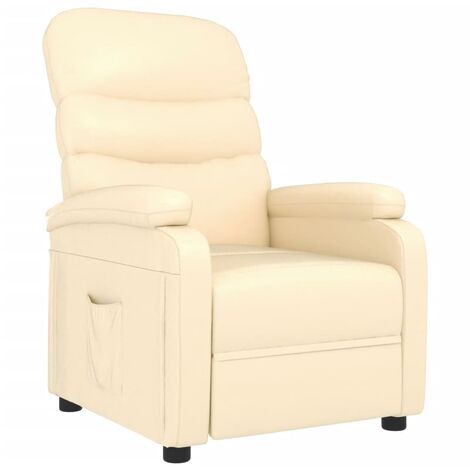 Moderne-Stil Fauteuil inclinable Crème Similicuir,Montage facile,28,2 Kg