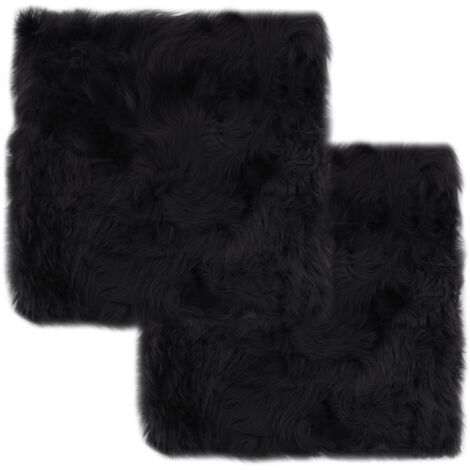 Moderne-Stil NEW Coussins de chaise 2 pcs Gris foncé 40x40 cm Mouton véritable - Coussin extérieur,0,9 Kg